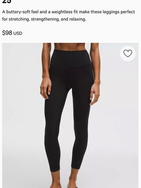 lululemon athletica Black High-Rise Pant 25”